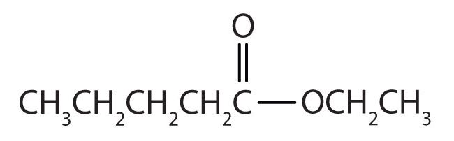 Next we see the attached ethyl group added to make up the full carboxylic acid compound CH3CH2CH2CH2COOCH2CH3.