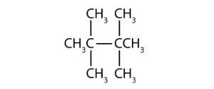 a 4 carbon chain with 2 methyl groups at the 2nd carbon and 2 methyl groups at the 3rd carbon