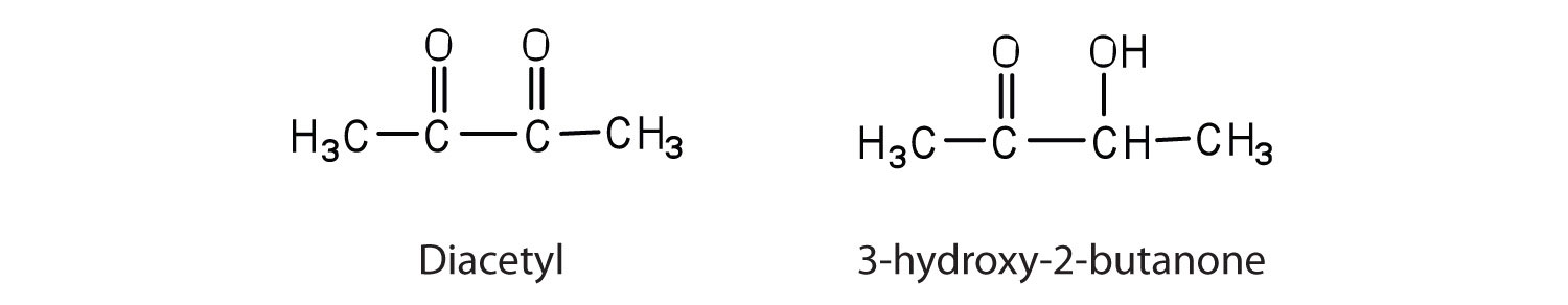 Structures of diacetyl and 3-hydroxy-2-butanone
