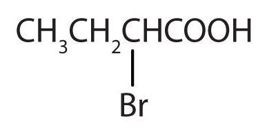 Image displays the structural diagram for 2-bromobutanoic acid.