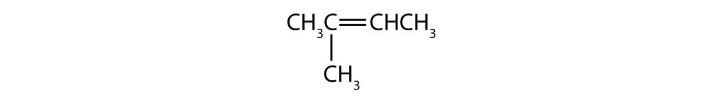a 4 carbon chain with a double bond at the 2nd carbon and a methyl group at the 2nd carbon.