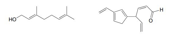 Structure of two compounds with multiple double bonds