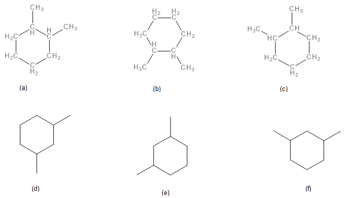 There are 6 images representing various substituted cyclohexanes.