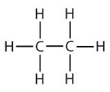 One carbon atom connected to three hydrogen atoms. This carbon atom connected to another carbon with three more hydrogens, CH3CH3