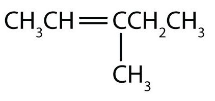 a 5 carbon chain with a double bond at the 2nd carbon and a methyl group at the 3rd carbon.
