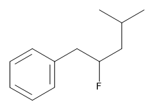 The molecular structure of 2-fluoro-4-methyl-1-phenylpentane
