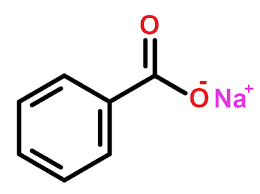 This molecule represents sodium benzoate, an organic salt added to foods as a preservative. It is commonly used in fruit juices, soft drinks and wine.