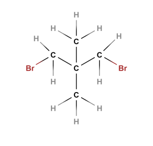 Molecular structure of 1,3-dibromo-2,2-dimethylpropane