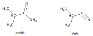 Answer for the amide and the nitrile