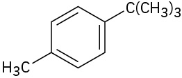 a structure of benzene with a methyl group at the 4th carbon and a tert-butyl group at the 1st carbon