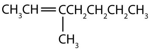 a 7 carbon chain with a double bond at the 2nd carbon and a methyl group at the 3rd carbon