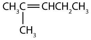 a 5 carbon chain with a double bond at the 2nd carbon and a methyl group at the 2nd carbon