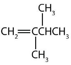 a 4 carbon chain with a double bond at the 1st carbon and a methyl group at the 2nd and 3rd carbon.