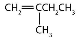 a 4 carbon chain with a double bond at the 1st carbon and a methyl group at the 2nd carbon