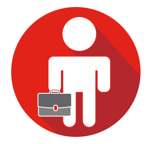 Icon representing employer holding a briefcase