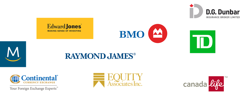 Edward Jones, Bank of Montreal , D.D. Dunbar, Toronto Dominion, Raymond James, Continental, Equity Associates, Inc., and Canada Life.