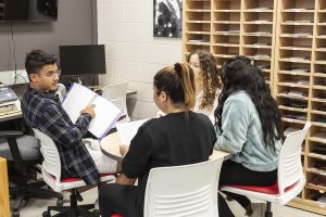 Students working together in a classroom