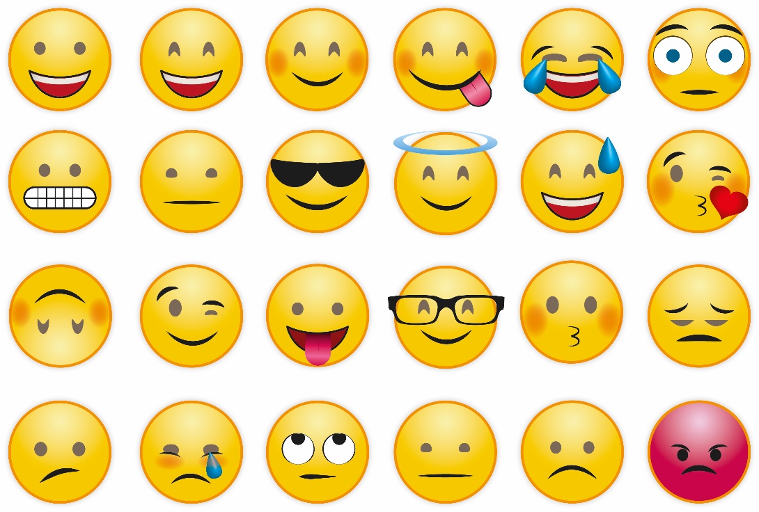 An assortment of common emojis