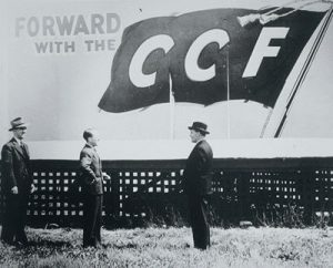 https://commons.wikimedia.org/wiki/Category:Tommy_Douglas#mediaviewer/File:Flag-Billboard-Forward_with_CCF,_1944.jpg