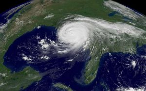 A weather satellite image of Hurricane Katrina