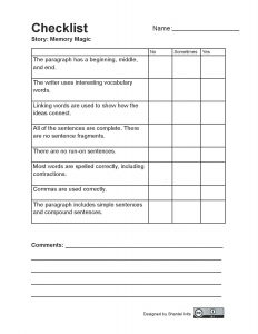 Appendix 2: Writing Assessment Checklists – Adult Literacy Fundamental ...