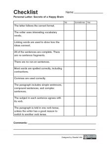 Appendix 2: Writing Assessment Checklists – Adult Literacy Fundamental ...