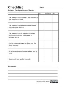 Appendix 2: Writing Assessment Checklists – Adult Literacy Fundamental ...