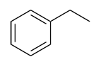 A hexagonal benzene ring bound to an ethyl group.