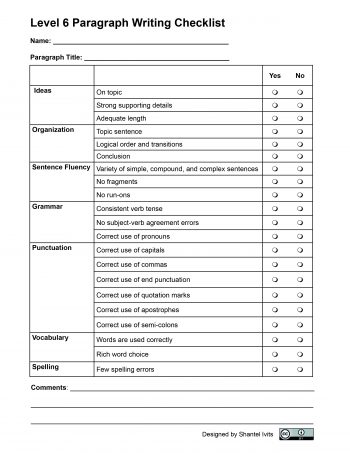 Appendix 3: Paragraph Writing Checklist – Adult Literacy Fundamental ...