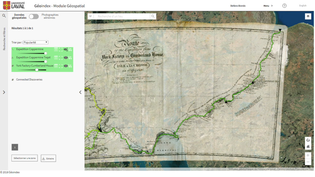 Figure 4 - Screenshot of GéoIndex, demonstrating historical maps available on the platform.