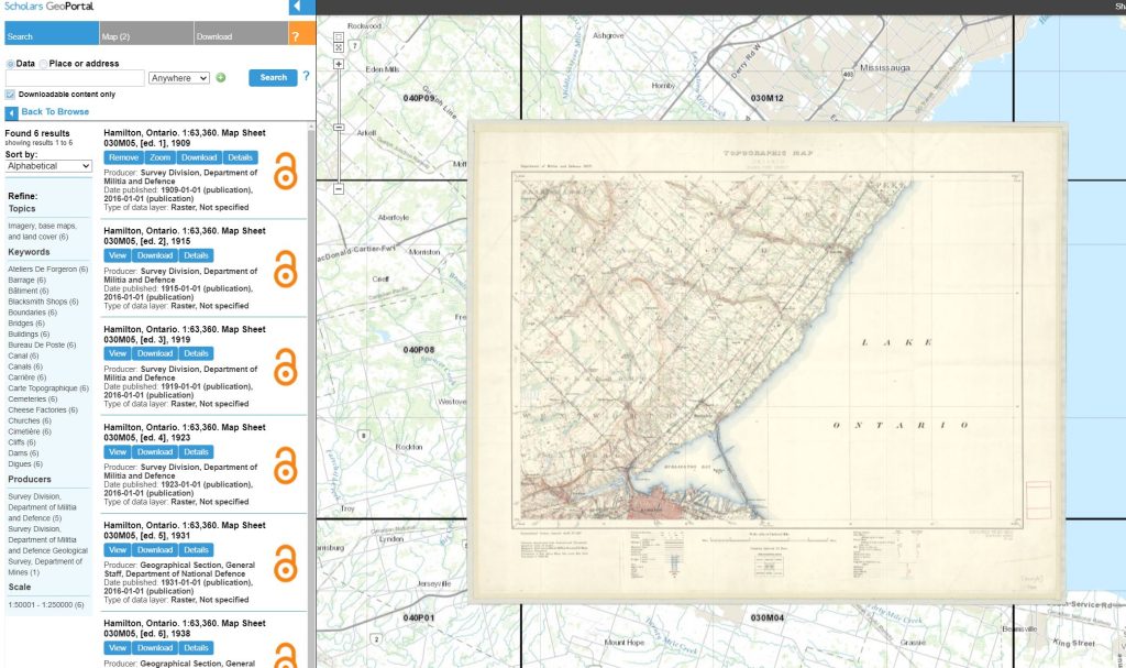Figure 6 - Screenshot of Scholars GeoPortal, the geospatial data platform shared by Ontario university libraries.
