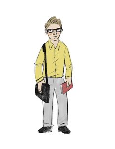 Instructor Roger, carrying his satchel