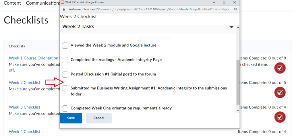 FOL Checklist tool example