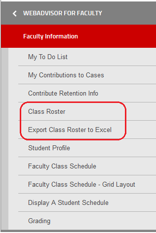 Class Roster/Export Class Roster to Excel