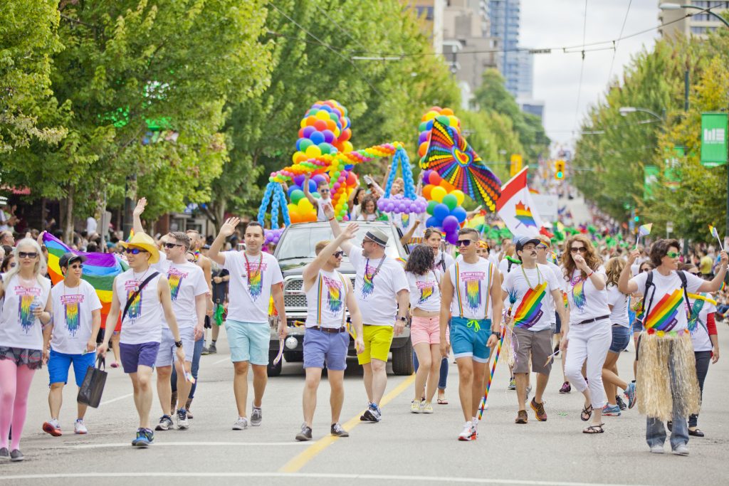 People marching in a Pride Parade from 2016 in Canada