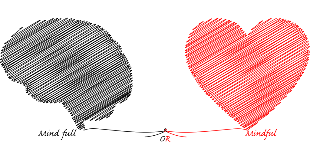 Sketch of a brain and heart connected by a thread.
