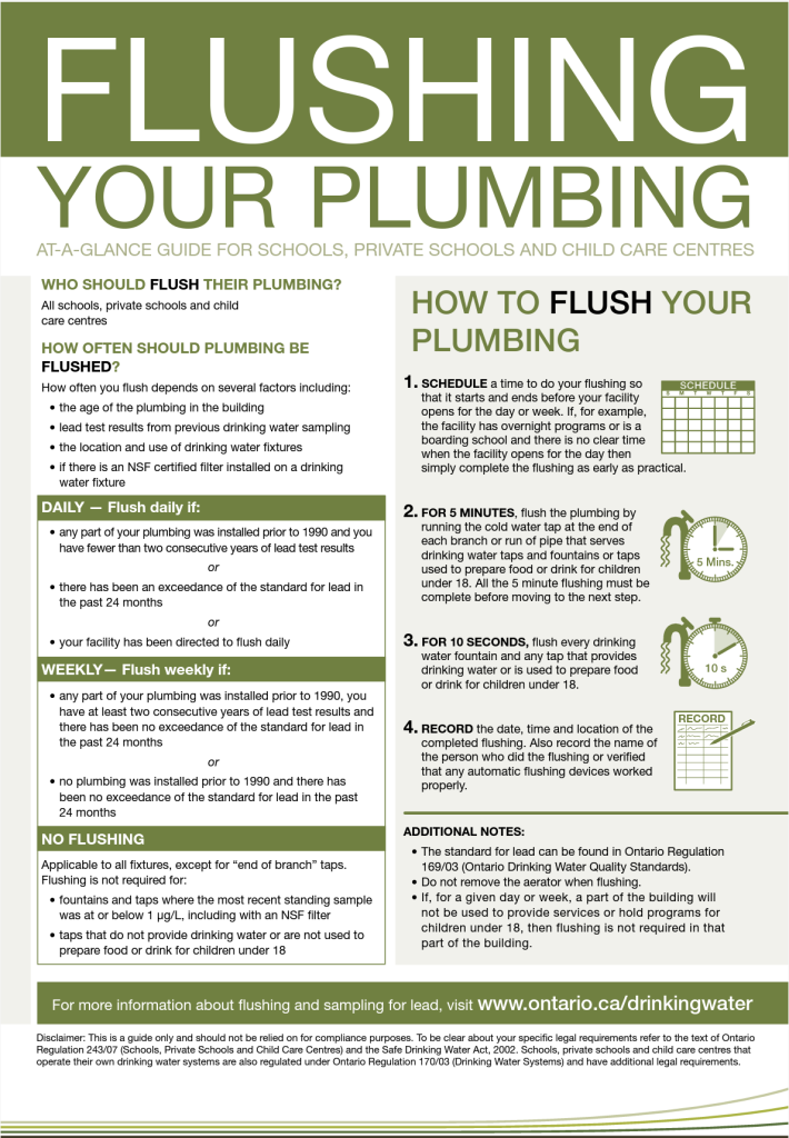 Thumbnail of "Flushing Your Plumbing" poster. PDF of poster available by following the "photo" link in caption or clicking on image