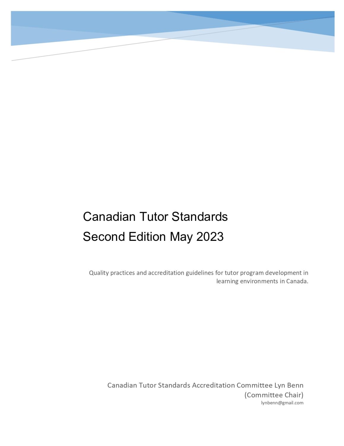 Cover image for Canadian Tutor Standards