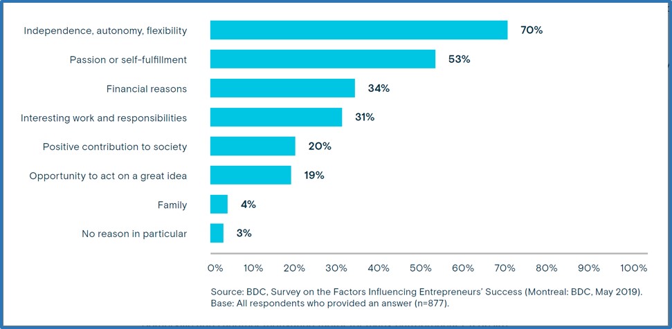 Factors Influencing Entrepreneurs' Success (2029) BDC Survey Results Chart