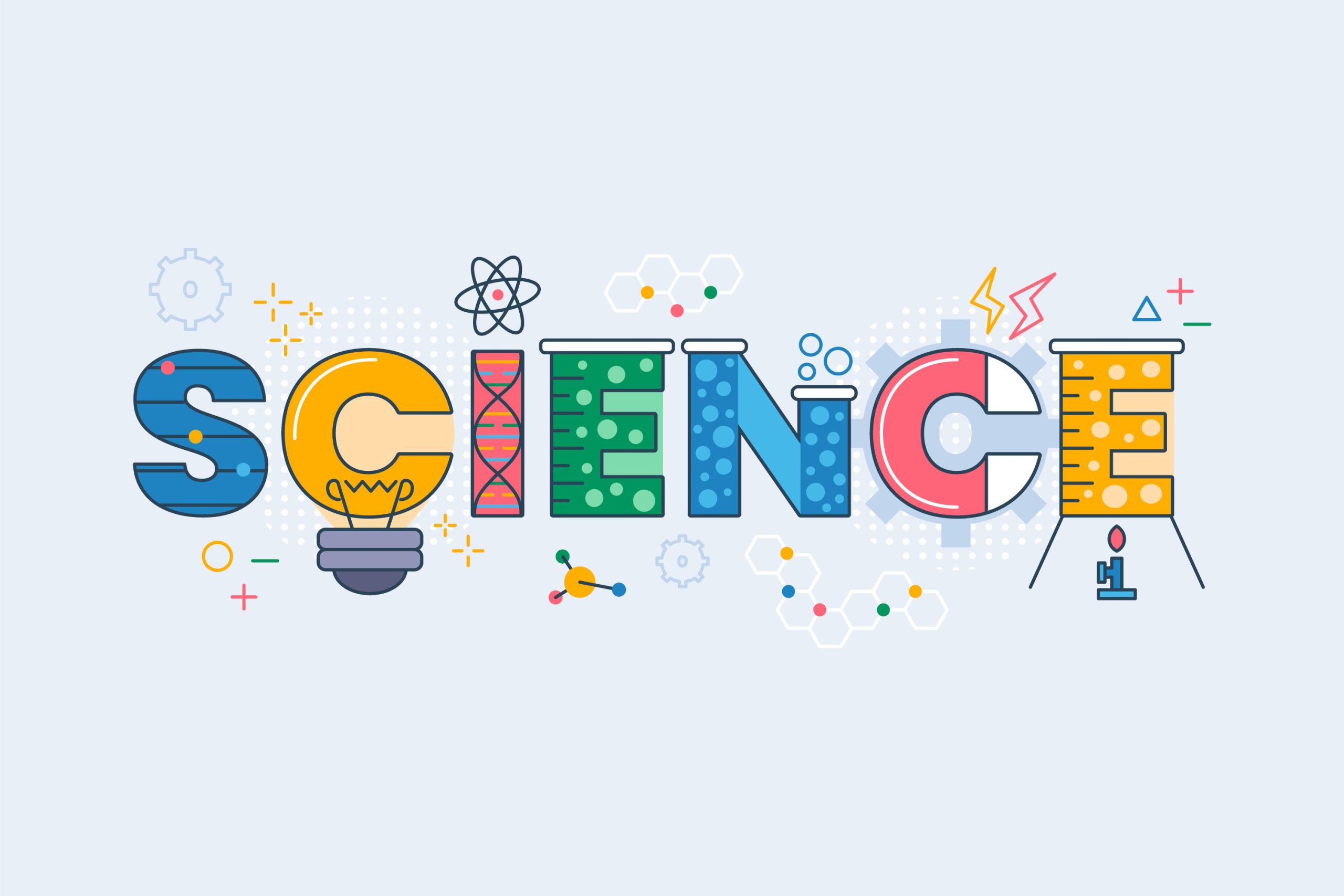 "Science" written with colourful letters