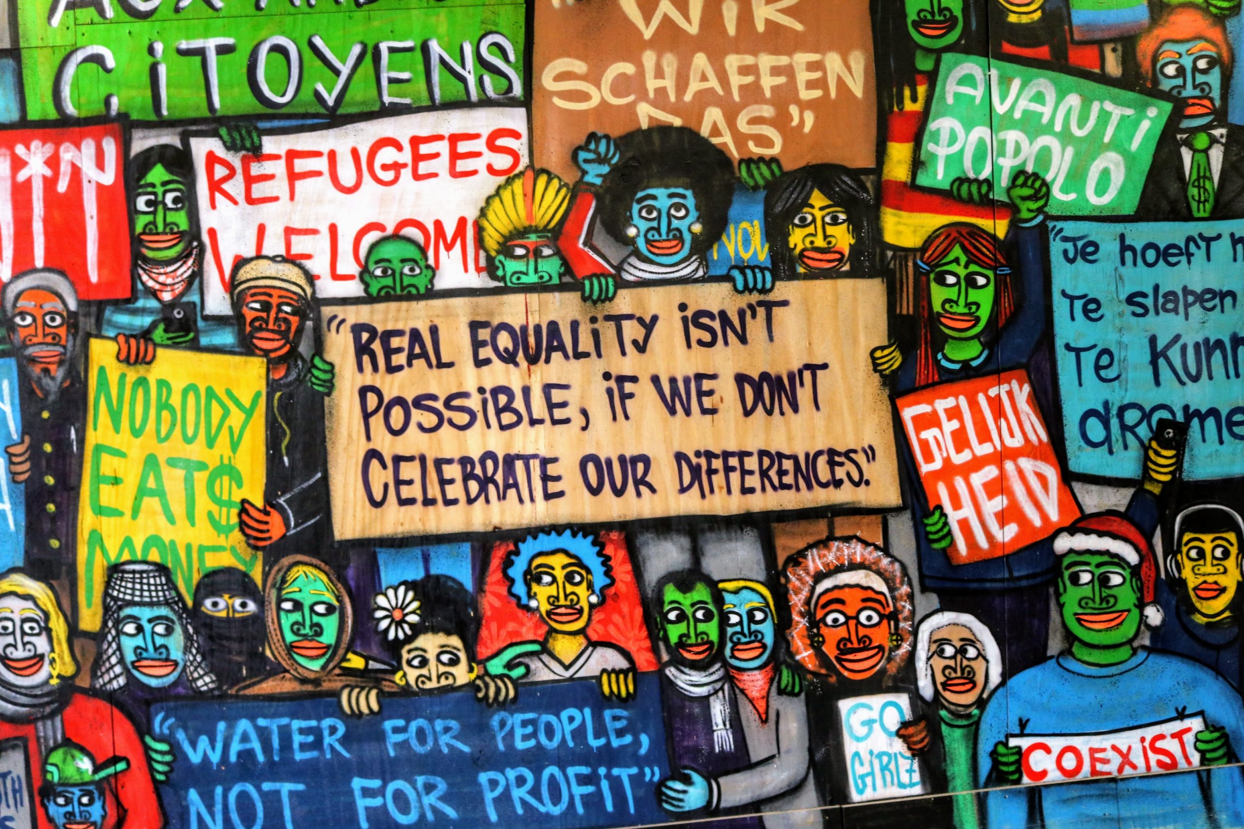 Humanity Wall. Equity street art.