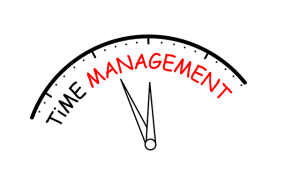 Illustration of a clock with the words "time management."