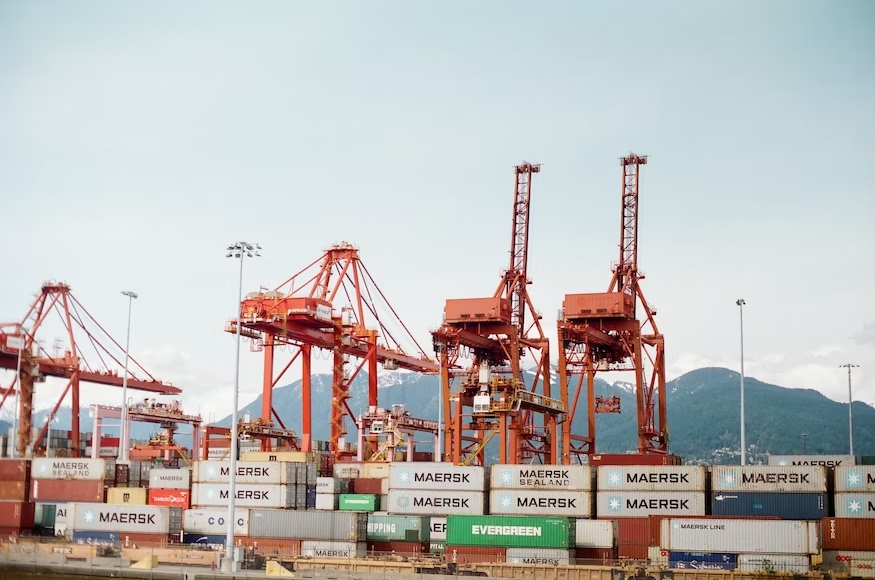 Cargo port cranes in Vancouver