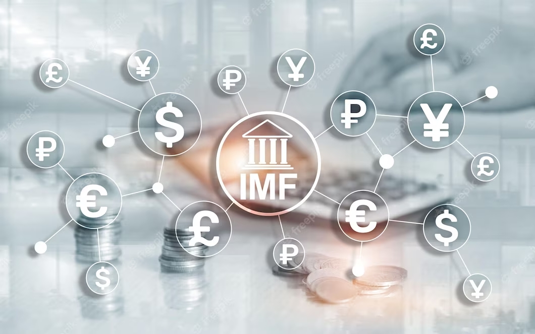 IMF business concept on blurred background