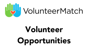 Volunteer Match Logo with text underneath that says "Volunteer Opportunities"