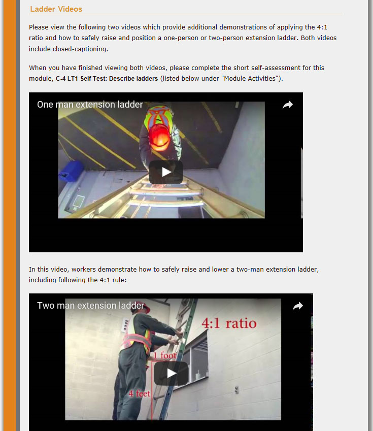 Moira's "Extension Ladders" module: screenshot of third and final part of Content