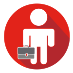 Icon representing employer carrying briefcase