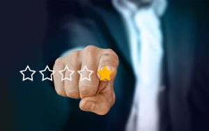 Person rating service by touching a star