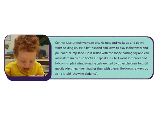 A description of two-year-old Connor and some of the skills they display.