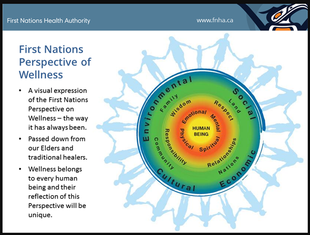 A visual depiction of the First Nations Perspective of Wellness.